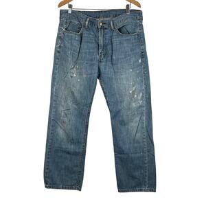 Levis 505 Jeans Mens 36x30 Blue Regular Straight Mid Rise‎ Medium Wash Denim Y2K